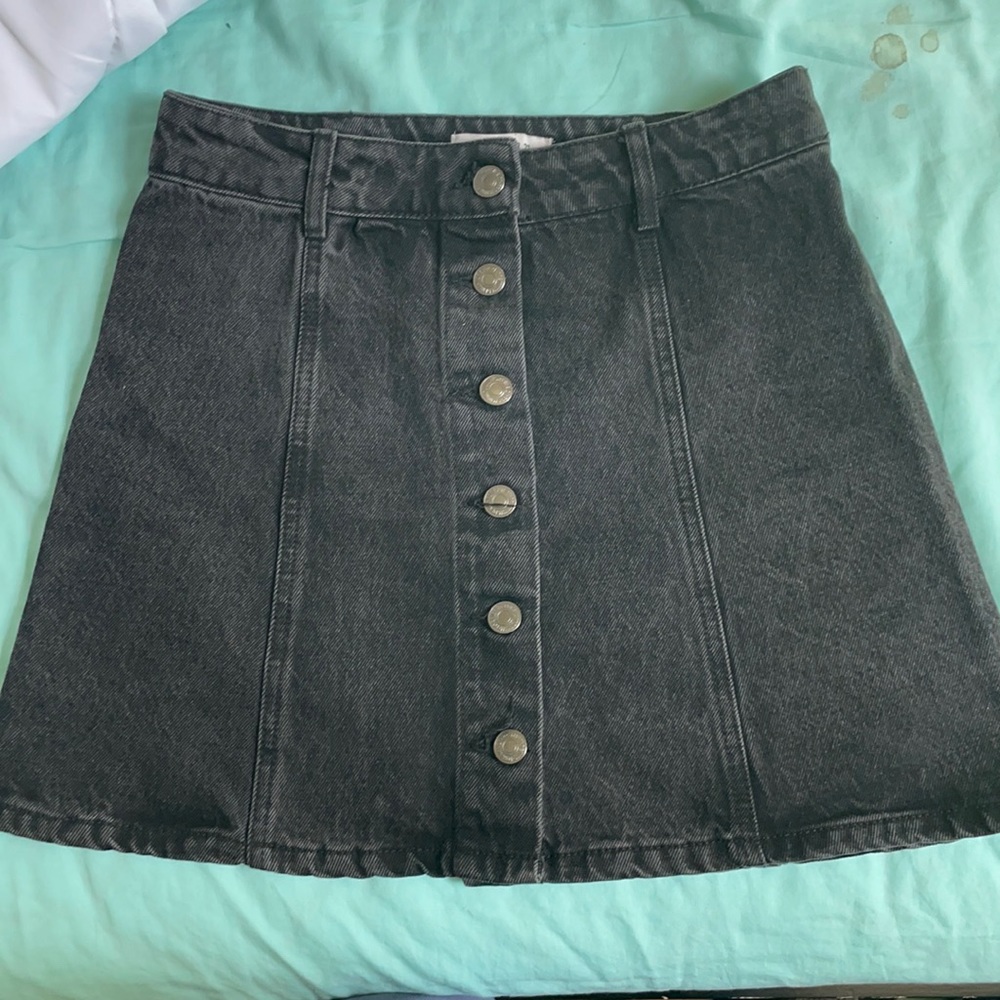 Forever 21 Black Button Denim Skirt